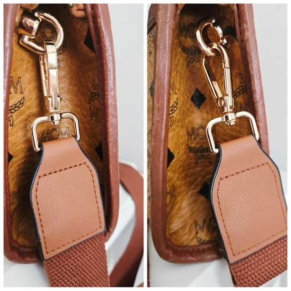 Authentic MCM Visetos Cognac Tan Vintage Crossbody Clutch WOC Shoulder Bag‎ - Picture 14 of 16